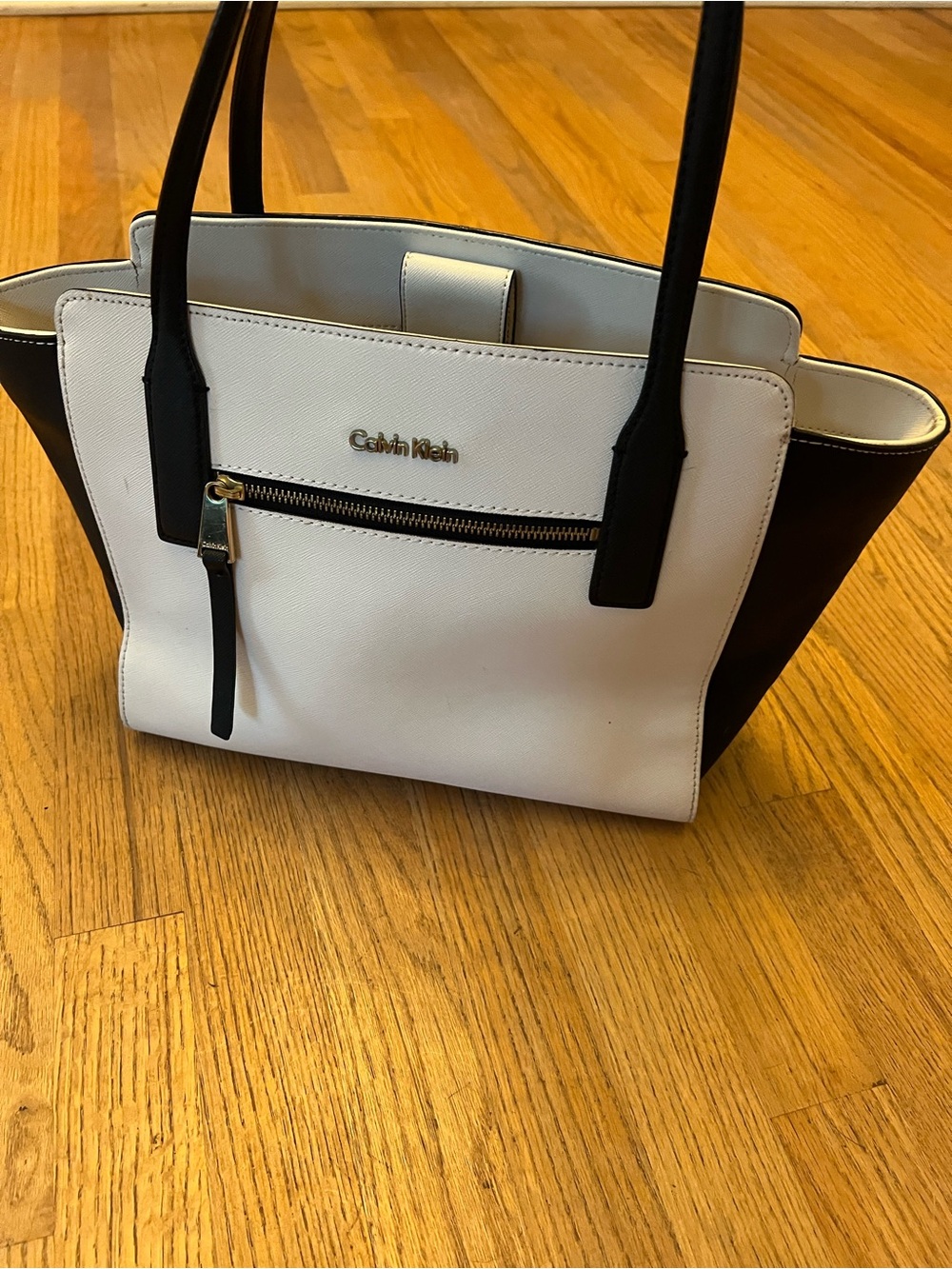 Calvin Klein Black and White Structured Tote